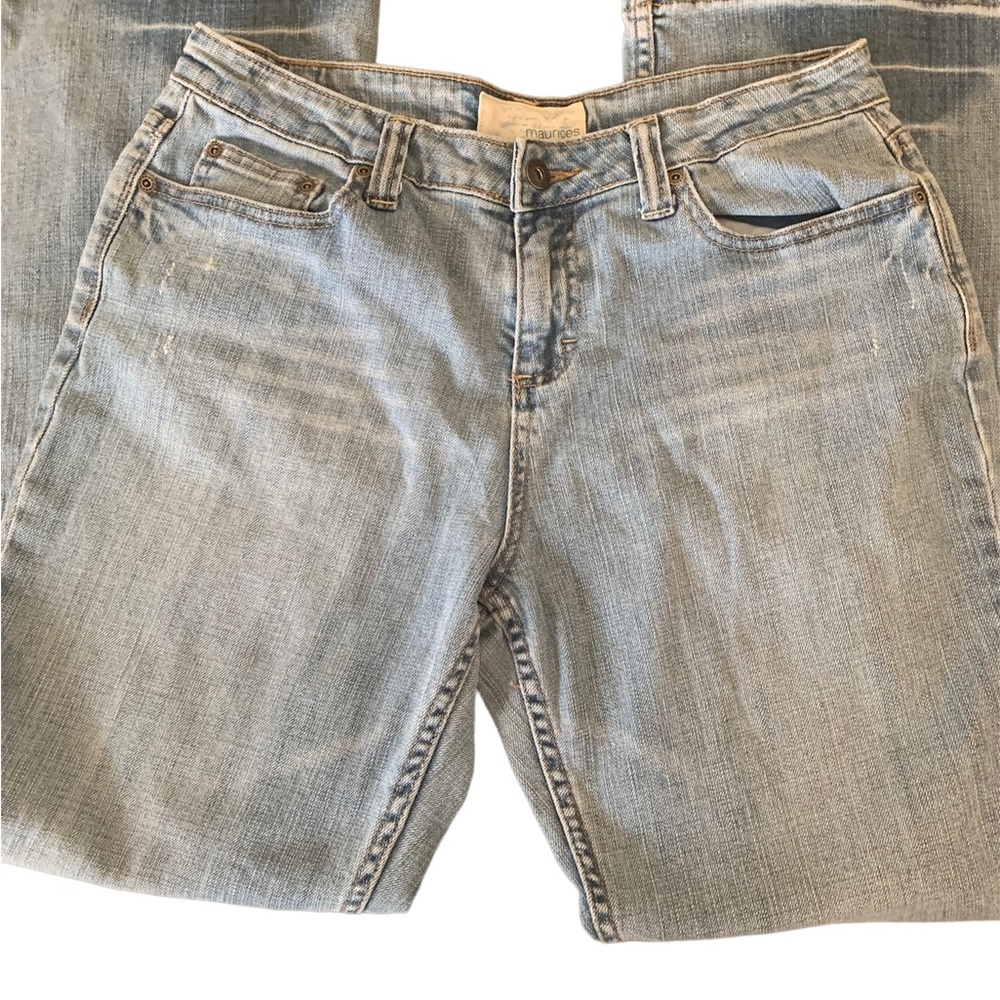 Maurices Womens Size 11/12 Taylor Boot Cut Jeans Stretch Blue Denim Distressed